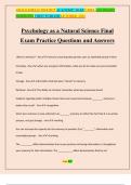 Psychology as a Natural Science Final Exam Practice Questions and Answers