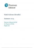 Pearson Edexcel GCSE In Physics (1PH0) Paper 2H mark scheme june 2024 1pho/2h