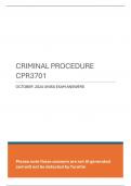 2024 OCTOBER EXAM (ANSWERS) CRIMINAL PROCEDURE (CPR3701) - NOT DETECTABLE BY AI