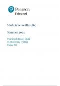 Pearson Edexcel GCSE In Chemistry (1CH0) Paper 1H mark scheme june 2024 1cho/1h