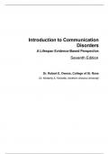 Test Bank For Introduction to Communication Disorders A Lifespan Evidence-Based Perspective, 7th Edition by Robert E. Owens College of St. RoseKimberly A. Farinella 