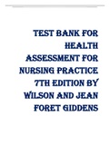 Test Bank For Health Assessment for Nursing Practice 7th Edition by Susan Fickertt Wilson, Jean Foret Giddens Chapter 1-24