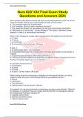 Nurs 623/ 624 Final Exam Study Questions and Answers 2024