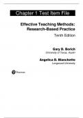 Effective Teaching Methods Research-Based Practice 10th Edition By Gary Borich Test Bank, Questions and Answers (All Chapters)