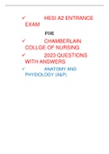 HESI A2 ENTRANCE EXAM 2023 QUESTIONS WITH ANSWERS  ANATOMY AND PHYSIOLOGY (A&P)