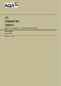 AQA JUNE 2022 AS CHEMISTRY 7404/1 Paper 1 Inorganic and Physical Chemistry Mark scheme June 2022