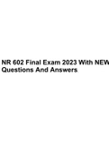 NR 602 Final Exam 2023 With NEW Questions And Answers.