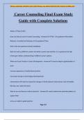 Career Counseling Final Exam Study Guide with Complete Solutions