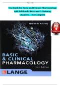 Basic and Clinical Pharmacology 14th Edition TEST BANK by Bertram G. Katzung, Verified Chapters 1 - 66, Complete Newest Version