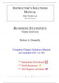 Solutions for Business Statistics 3rd Edition Donnelly (All Chapters included)