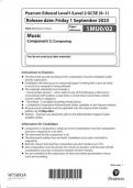 Pearson Edexcel Level1/Level 2 GCSE Music Component 2: Composing w75893  june 2024