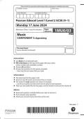 Pearson Edexcel Level 1/Level 2 GCSE Music COMPONENT 3: Appraising 1muo/03 question paper june 2024