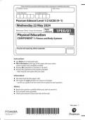 Pearson Edexcel Level 1/2 GCSE Physical Education COMPONENT 1: Fitness and Body Systems question paper 2024 june 1peo/01