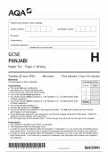 AQA GCSE PANJABI PAPER 4 Higher Tier(8683/WH:Writing)2024