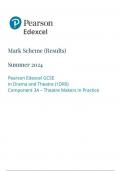 Pearson Edexcel GCSE In Drama and Theatre (1DR0) Component 3A – Theatre Makers in Practice 1dro/3a mark scheme june 2024