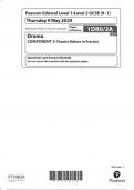 Pearson Edexcel Level 1/Level 2 GCSE Drama COMPONENT 3: Theatre Makers in Practice 1dro/3a question paper june 2024 