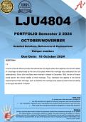 LJU4804 October November PORTFOLIO (COMPLETE ANSWERS) Semester 2 2024 - DUE 18 October 2024