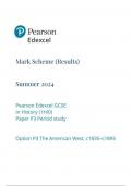 Pearson Edexcel GCSE In History (1HI0) Paper P3 Period study Option P3 The American West, c1835–c1895 mark scheme june 2024 1hio/p3