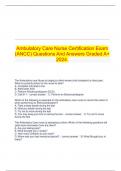 Ambulatory Care Nurse Certification Exam (ANCC) Questions And Answers Graded A+ 2024.