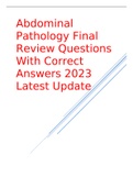 Abdominal Pathology Final Review Questions With Correct Answers 2023 Latest Update