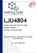 LJU4804 OCTOBER NOVEMBER PORTFOLIO (DETAILED ANSWERS) Semester 2 2024 - DISTINCTION GUARANTEED