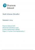 Pearson Edexcel GCE Advanced Subsidiary Level Further Mathematics (8FM0) Paper 21 Further Pure Mathematics 1 Mark scheme June 2024