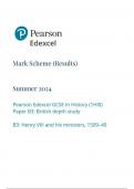 Pearson Edexcel GCSE In History (1HI0) Paper B3: British depth study B3: Henry VIII and his ministers, 1509–40 mark scheme june 2024 1hio/b3  