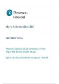 Pearson Edexcel GCSE In History (1HI0) Paper B4: British Depth Study Option: B4 Early Elizabethan England, 1558-88 mark scheme june 2024 1hio/b4