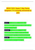 SPCH 1321: Exam 1 Key Terms  Chapters 1-4 correctly answered to  pass