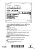 Pearson Edexcel Level 3 GCE 8FM0/24 Further Mathematics Advanced Subsidiary Further Mathematics options 24: Further Statistics 2 (Part of option G only) Question paper June 2024