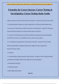 Formulas for Career Success: Career Testing & Investigation: Career Testing Study Guide