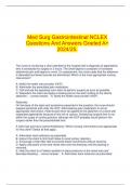   Med Surg Gastrointestinal NCLEX Questions And Answers Graded A+ 2024/25.