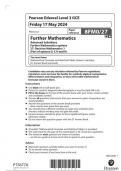 Pearson Edexcel Level 3 GCE 8FM0/27 Further Mathematics Advanced Subsidiary Further Mathematics options 27: Decision Mathematics 1 (Part of options D, F, H and K) Question paper June 2024