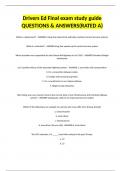 Drivers Ed Final exam study guide QUESTIONS & ANSWERS(RATED A)