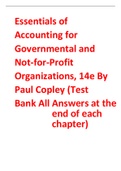Essentials of Accounting for Governmental and Not-for-Profit Organizations 14th Edition By Paul Copley (Test Bank)