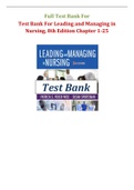 Test Bank For Leading And Managing In Nursing 7th Edition & 8th Edition All Chapters