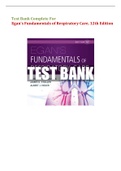 Test Bank for Egan’s Fundamentals of Respiratory Care 11th Edition & 12th Edition ,Complete Guide