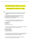 2022 HESI Maternity OB Exam Version 1  Test Questions & Answers!Rated A+ Answers