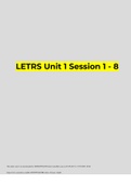 LETRS Unit 1 Session 1 - 8 with complete solutions 