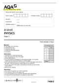 A-LEVEL PHYSICS 7408/2 Paper 2 QP and  Mark scheme June 2022