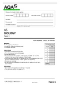 AQA AS BIOLOGY Paper 1 QP 2022