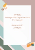 IOP4862  Assessment/Assignment 1 - 10 MCQs & Answers