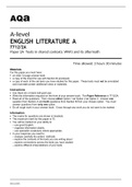 Aqa A-level ENGLISH LITERATURE A (7712/2A) Paper 2A - Texts in shared contexts: WW1 and its aftermath - June 2022 OFFICIAL Question Paper