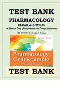 TEST BANK PHARMACOLOGY CLEAR AND SIMPLE - A Guide to Drug Classifications and Dosage Calculations By Cynthia Watkin | Complete Guide 2022/23