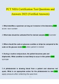 PCT NHA Certification Test Questions and Answers 2023 (Verified Answers)