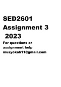 SED2601 Assignment 3 2023