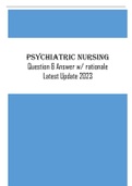 Psychiatric Nursing Question & Answer w/ rationale Latest Update 2023