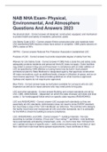 NAB NHA Exam- Physical, Environmental, And Atmosphere Questions And Answers 2023