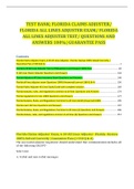 TEST BANK; FLORIDA CLAIMS ADJUSTER/ FLORIDA ALL LINES ADJUSTER EXAM/ FLORIDA ALL LINES ADJUSTER TEST/ QUESTIONS AND ANSWERS 100%| GUARANTEE PASS