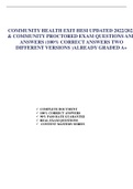 COMMUNITY HEALTH EXIT HESI UPDATED 2022/2023 & COMMUNITY PROCTORED EXAM QUESTIONS AND ANSWERS (100% CORRECT ANSWERS TWO DIFFERENT VERSIONS)